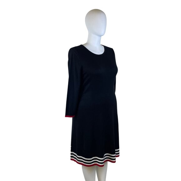 JH Women's Black Striped Hem A-Line Dress 3/4 Sleeve Sz XL - New - Picture 2 of 11